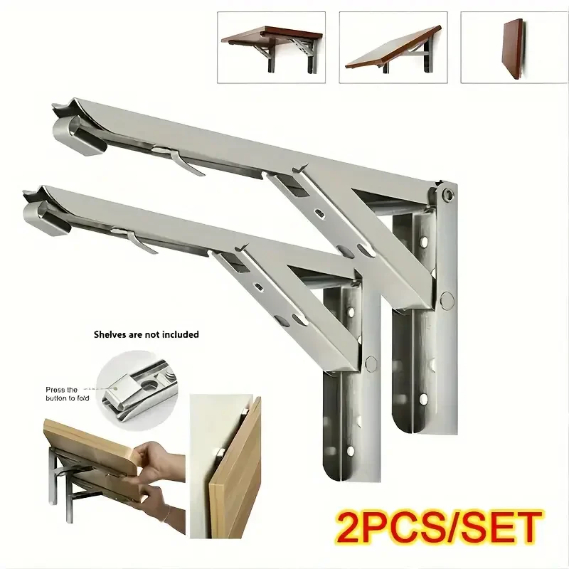 

Folding Shelf Bracket Triangular Shelf Bracket For Bench Table Shelf Heavy Duty Stainless Steel Wall Shelf Support Space Saving