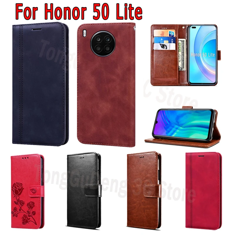 Flip Cover For Honor 50 Lite Case Leather Wallet Magnetic Card Stand Phone Protective Book For Honor 50Lite Case Etui Hoesje Bag