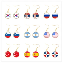 National Flag Drop Earrings Korea,Serbia,Russia,Slovenia,Argentina,United States,Turkey,Spain,Dominica Jewelry For Women Girls