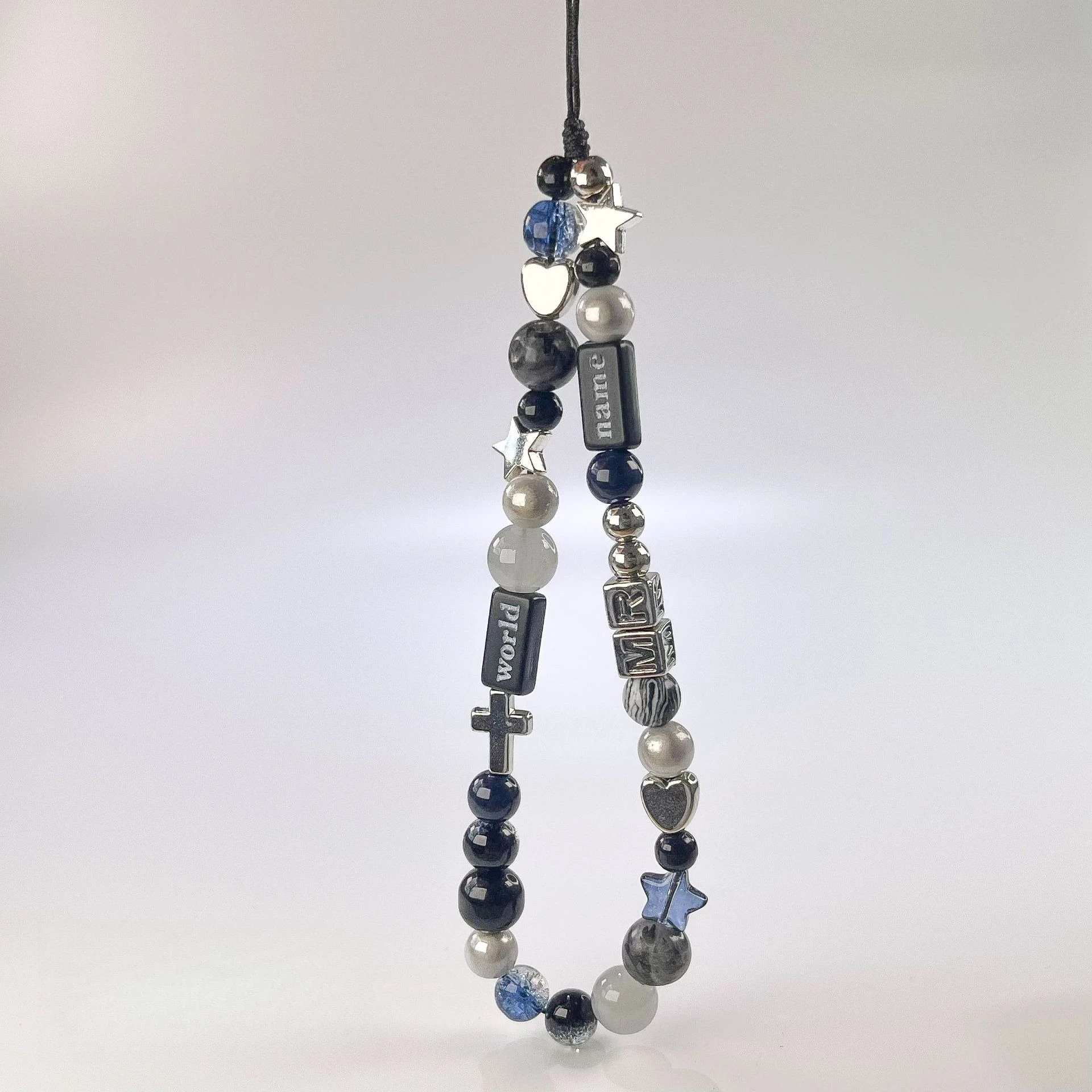 

Explosion Dark Blue Starry Sky Beaded Mobile Phone Chain Y2K Hanging Chain Ccd Camera Bag Pendant Girl Mobile Phone Keychain