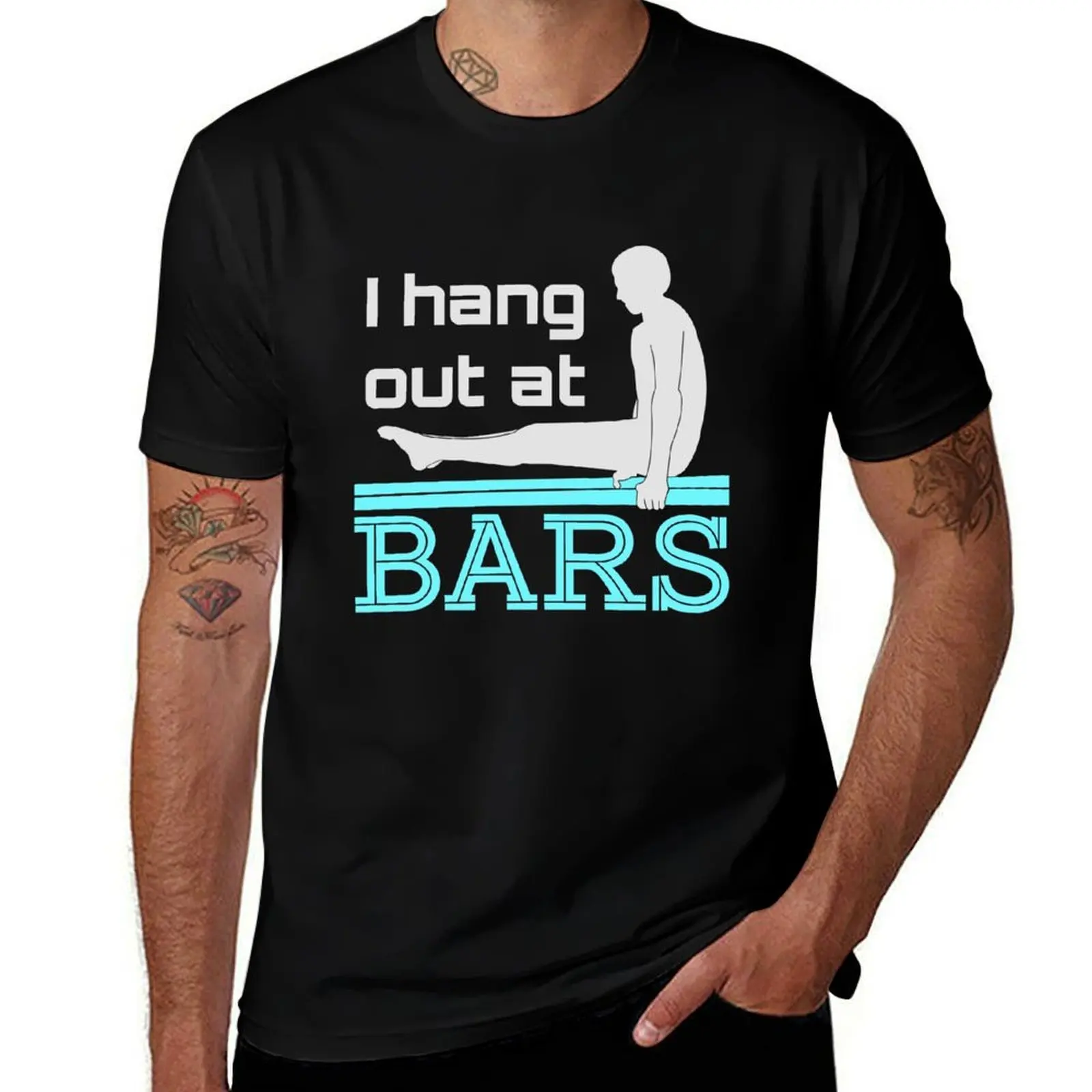 

I Hang Out At Bars Mens Boys Gymnastics T-Shirt Large Size Soft Cotton T-Shirt