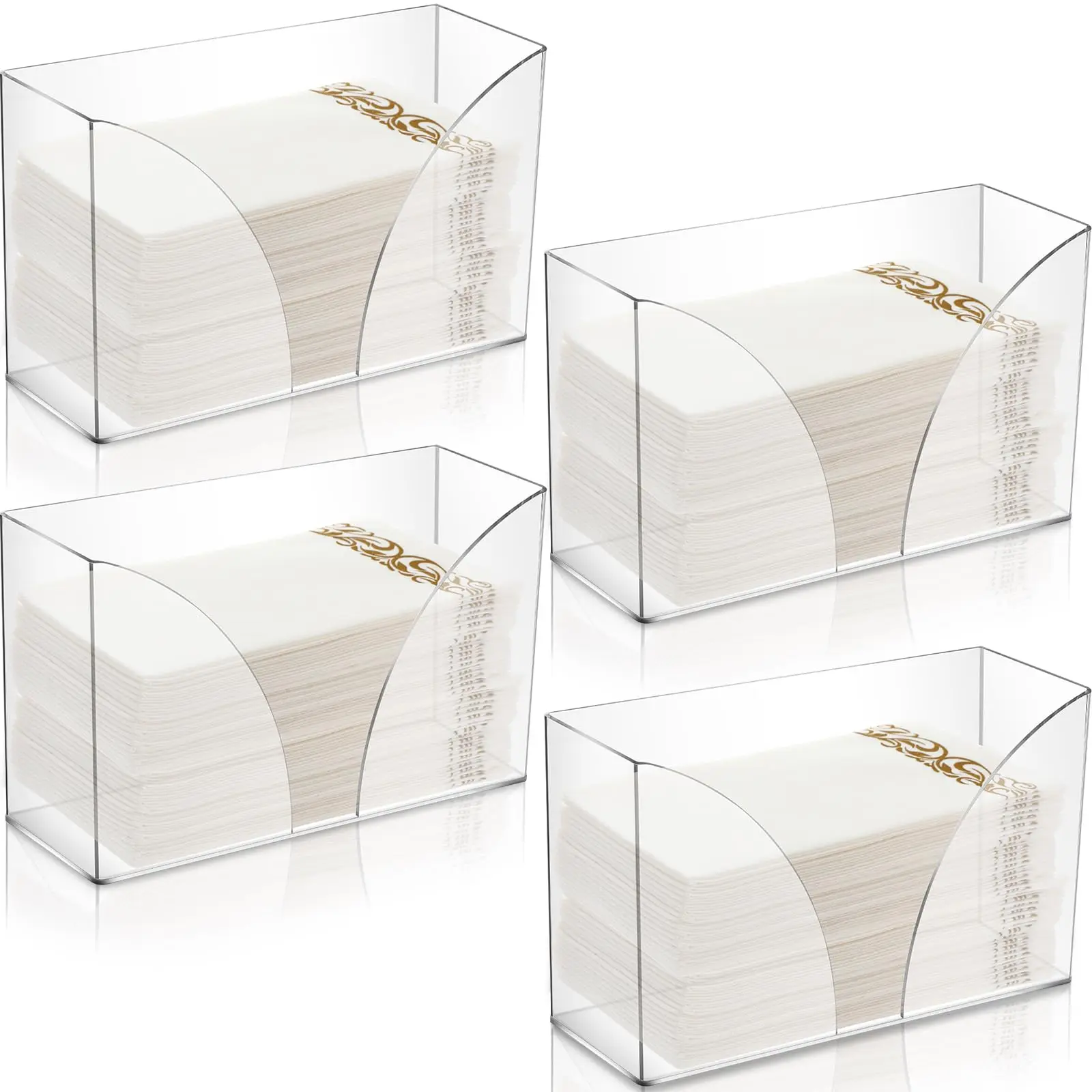 

4 Pcs Clear Acrylic Paper Towel Dispenser Countertop Napkin Holder For Kitchen Bathroom