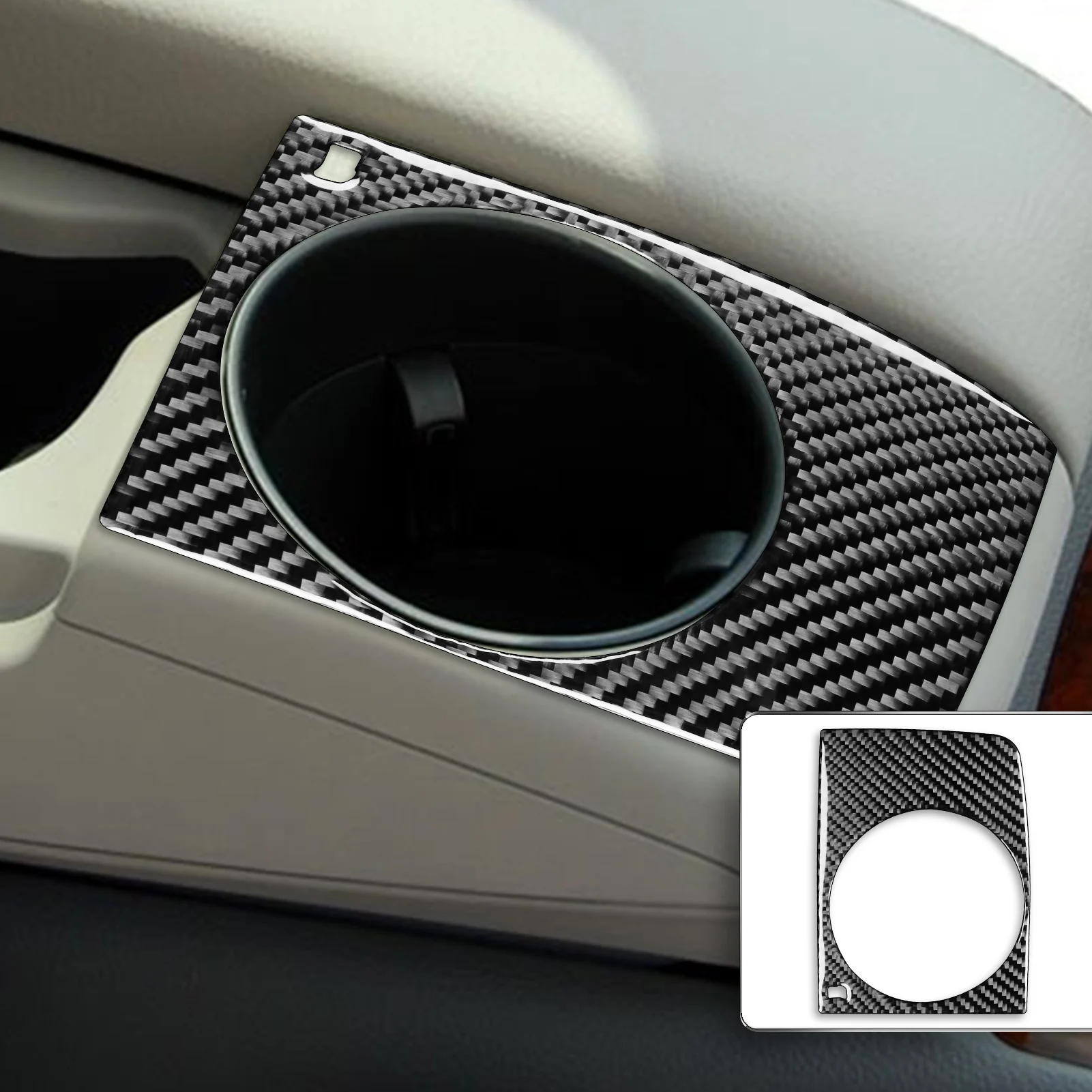 

For Audi Q7 4L 2007—2015 Carbon Fiber Car Accessories Center Armrest Cup Holder Panel Interior Cover Trim Sticker Modification