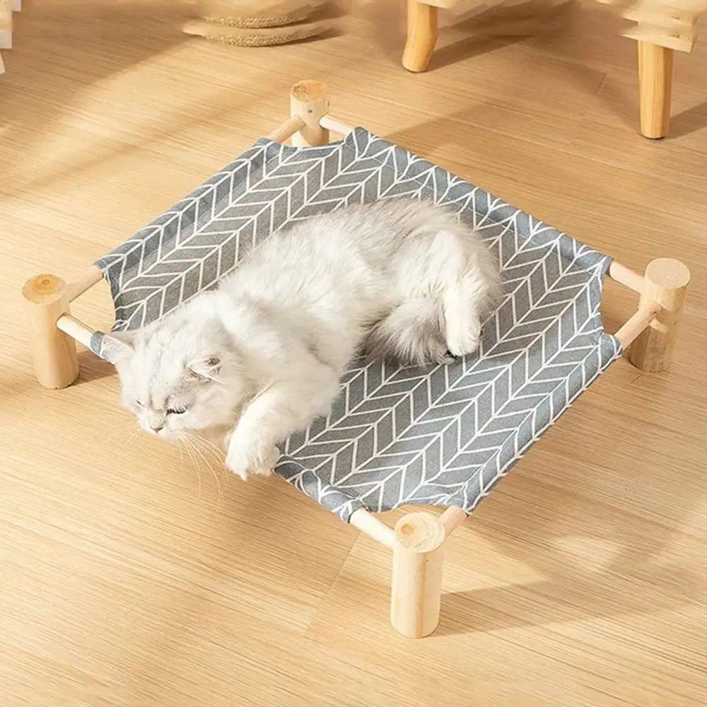 

Practical Wood Pet Camp Bed Detachable Sturdy Kitten Sleeping Bed Durable Breathable Cat Hammock Bed Kitten Accessories