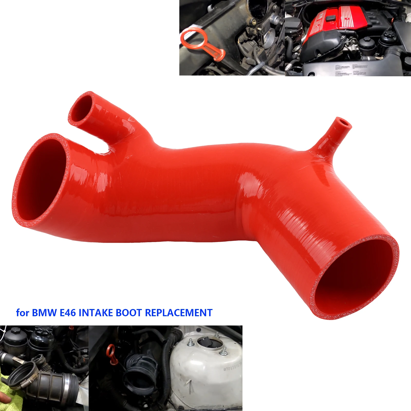 Accessories Replacement Parts For 2001-2006 2005 BMW E46 3-series 325i 330ci Z3 2.5 3.0L Silicone Intake Boot Hose Red