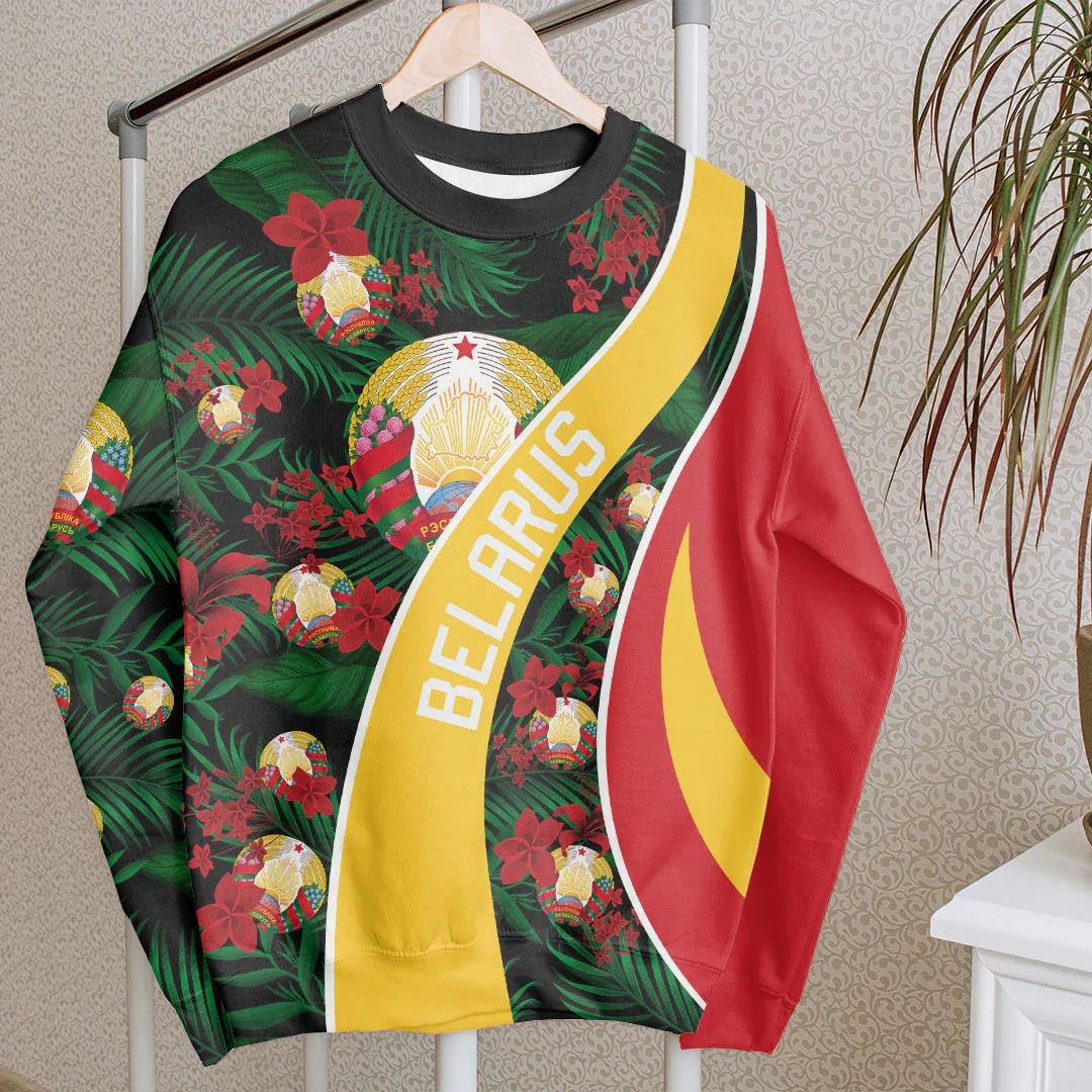 روسيا البيضاء العلم خريطة الجرافيك بلوزات بواسطة الشعار الوطني هوديي للرجال الملابس عارضة الذكور رياضية طويلة الأكمام البوليستر قمم #4