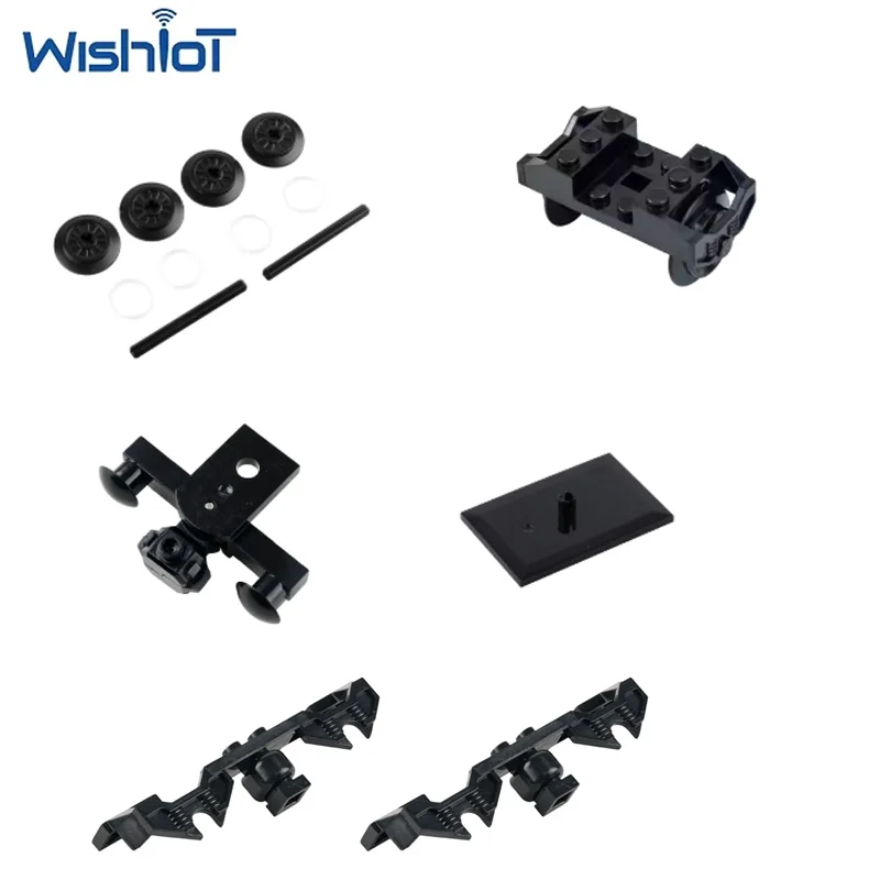 Klocki konstrukcyjne: szyny kolejowe, koła napędowe/technologia kołpaków, części do budowy, pociąg, złącze magnetyczne, zespół koła pasowego, klocki MOC, zabawki DIY