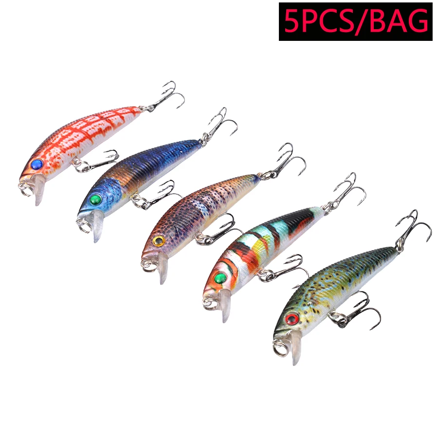 

5 шт. мини-плавающих воблеров для рыбалки, приманок-джеркбейтов, минноу, жестких искусственных приманок для ловли басса, щуки, троллинга, свимбейтов