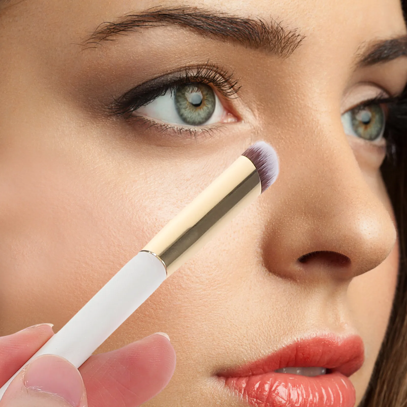 10개입 소형 각도 메이크업 브러쉬 듀얼 엔드 파운데이션 컨투어링 크림 블렌딩 휴대용 도구 부드러운 브리슬스 컴포트