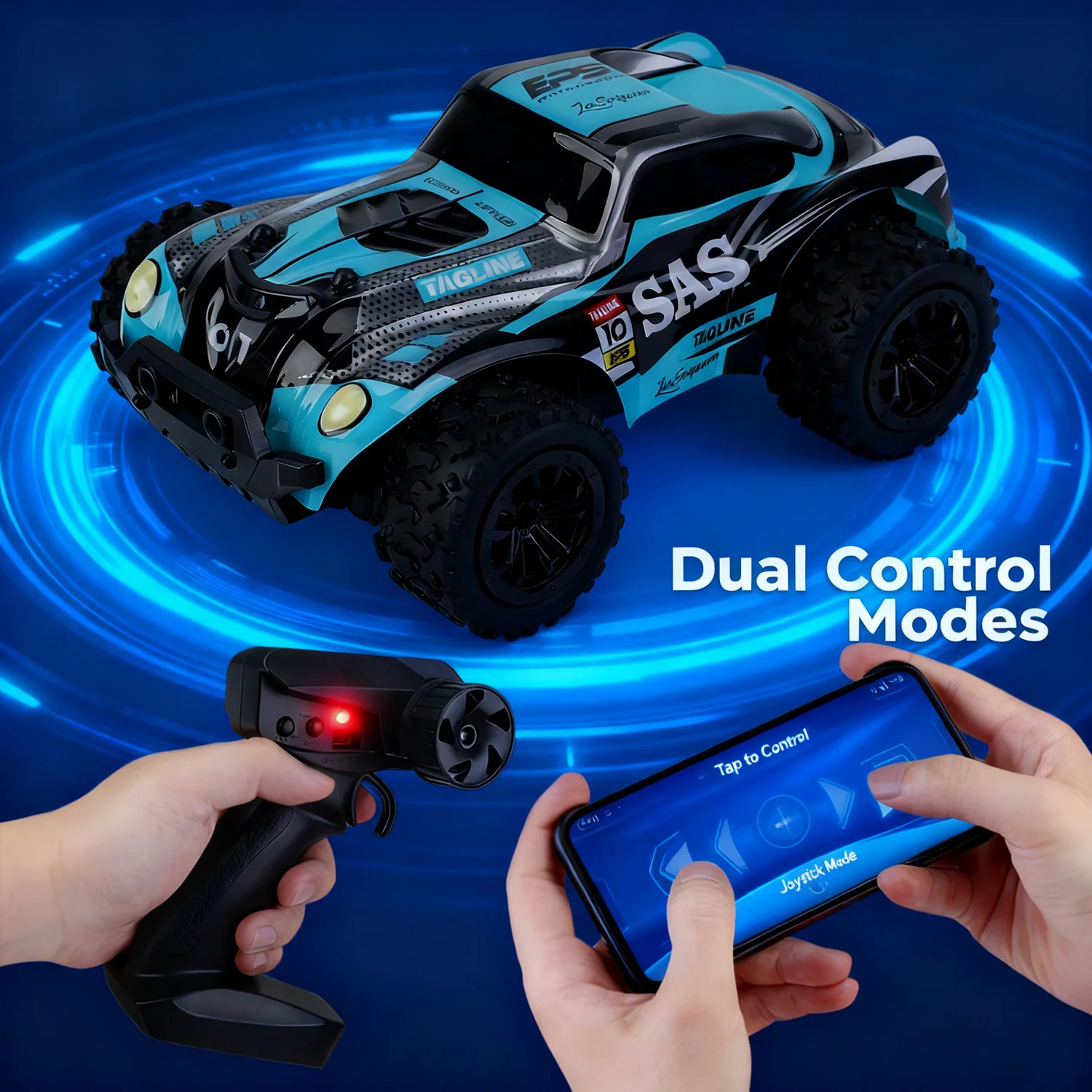2.4GHz RC Car Off-Road Vehicle with Mobile APP Control LED Lights 1:20 Scale High Speed Remote Control Racing Toy for Boys Gift