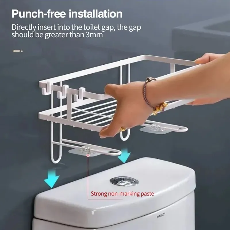No Drill Wall Mounted Shelf for Bathroom, Above Over Toilet Rack, Storage Shelf, Aluminum Shower Organizer, Bath Accessories