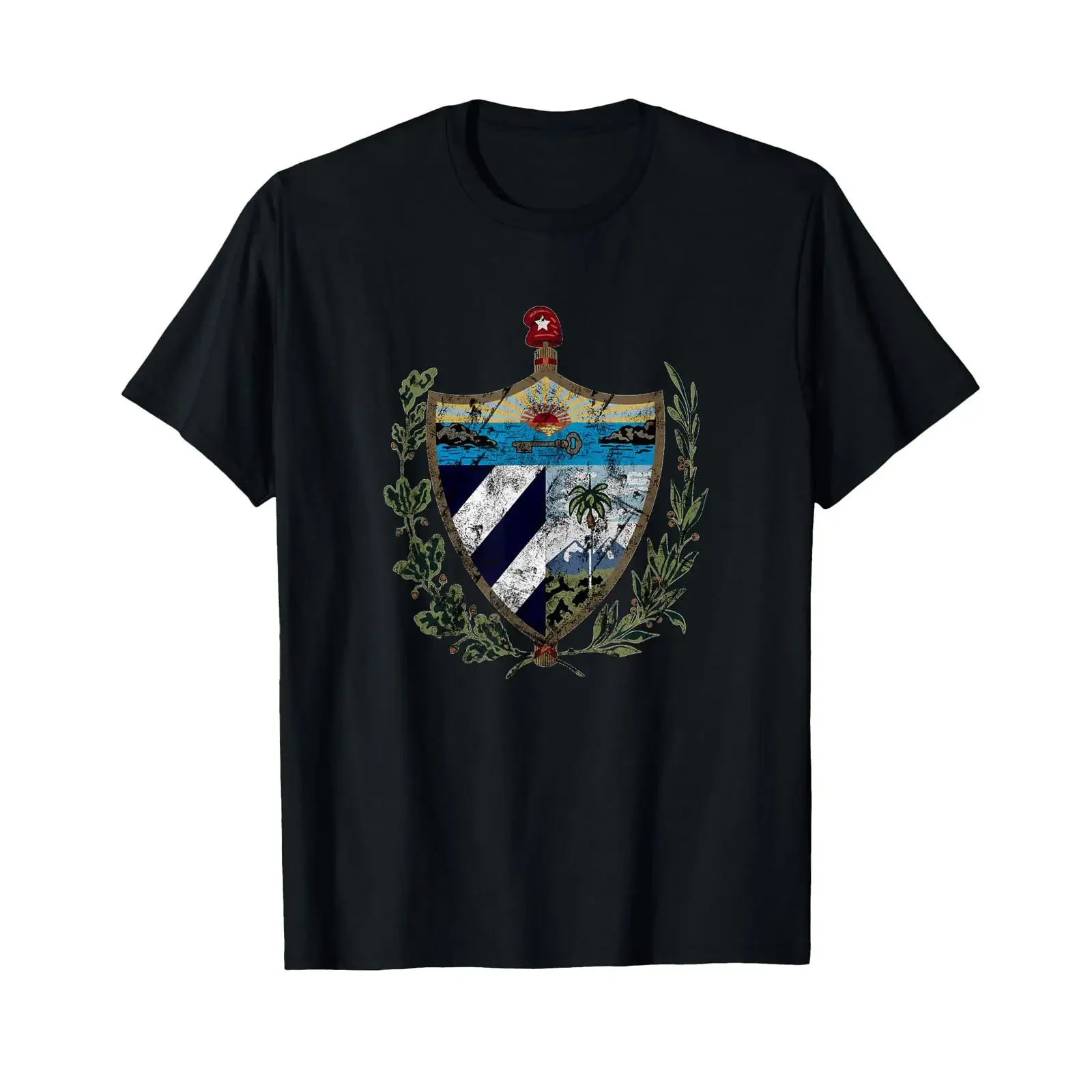 Vintage Cuban Coat of Arms T Shirt Retro Cuba Escudo  vintage Washed Soft Versatile Comfortable Casual Breathable Unisex