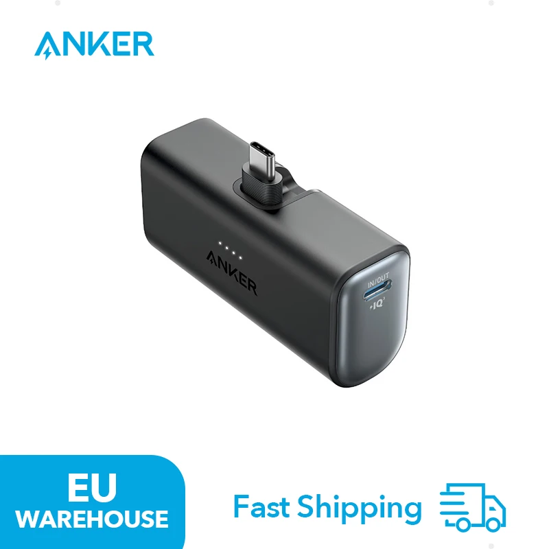 ANKER iPhone 16 Tragbares Ladegerät, Nano-Powerbank mit integriertem USB-C-Anschluss, 5.000 mAh tragbares Ladegerät 22,5 W