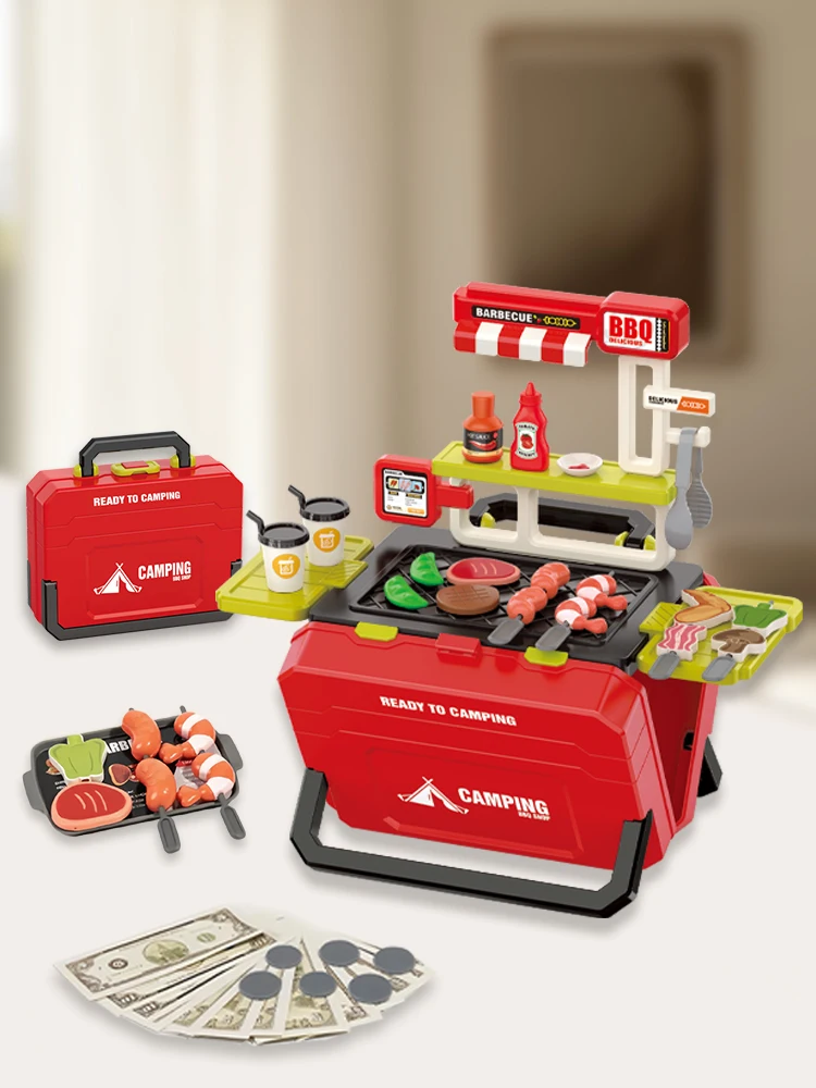 L'ensemble de valises à dessert de restauration rapide pour barbecue, jouet de jeu de rôle pour enfants est pratique pour le rangement