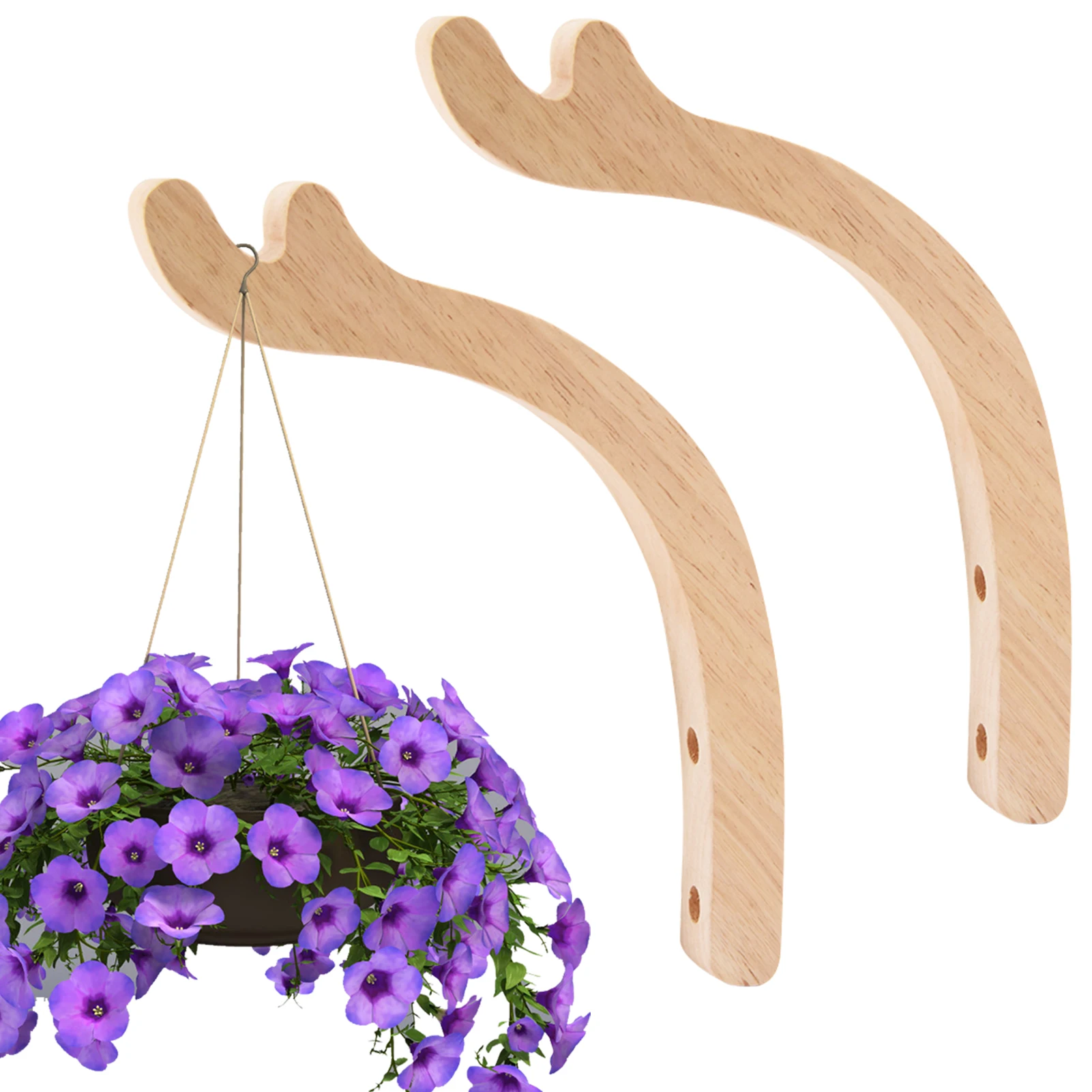 2pcs Hook Heavy Duty For Lantern Wooden Plant Hanger Stable Wall Mounted Balcony Hanging Basket Wooden Plant Pot Wall Hooks