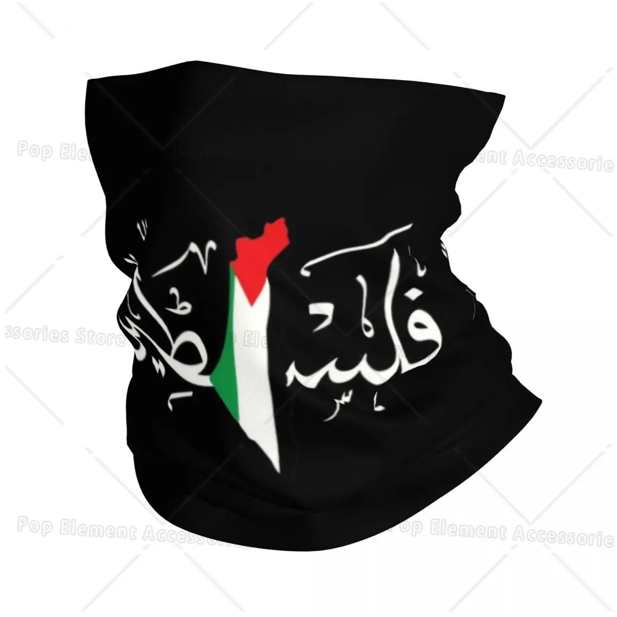 Palestine Arabic Calligraphy Name With Palestinian Flag Map Bandana Neck Gaiter for Ski Hunting Wrap Scarf Balaclava Warmer