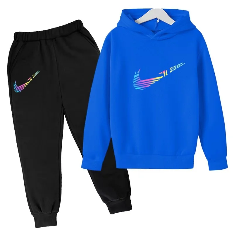 2026 Kinder Hoodie mit Schriftzügen Sportlicher Pullover 3-13 Jahre Mantel Sweatshirt+Hose 2-teiliges Set Jungen Mädchen Kleinkind Kleidung Mode-Set – Detail 4