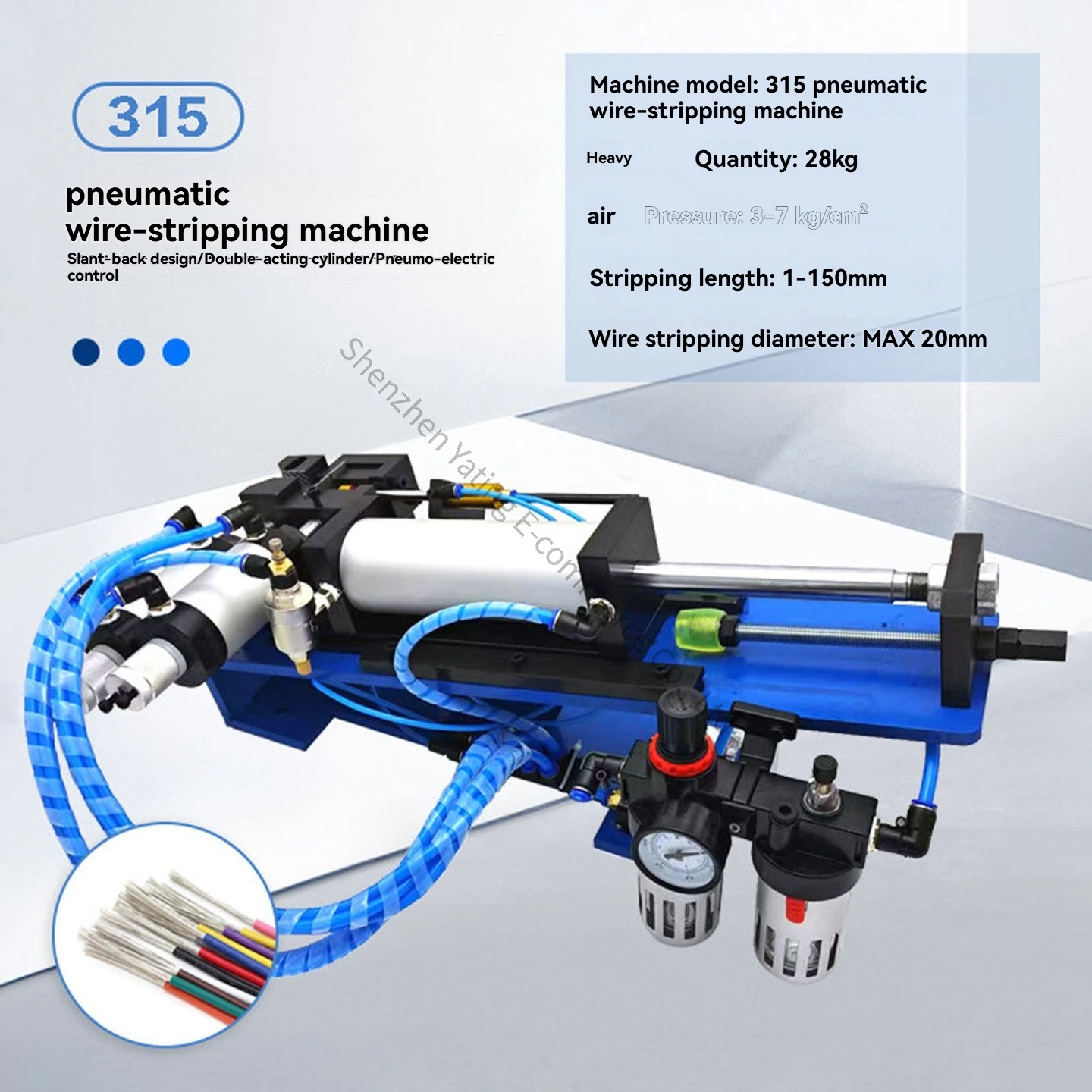 

315type 2-15mm Pneumatic Stripping Machine Cable Stripping Cores Pneumatic Control Dual Blade Cutting for Even Cutting