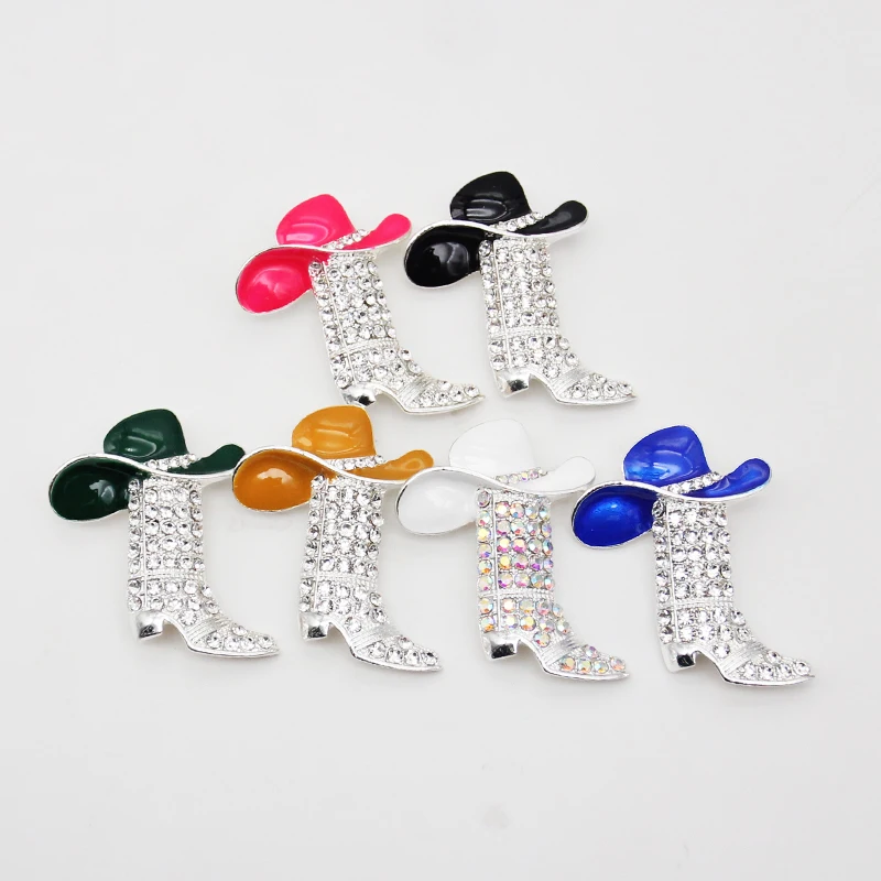 Free Shipping in 6 colors  Lucky Western Cowboy Boots Brooch Hat Pin Charm Enamel Jewelry