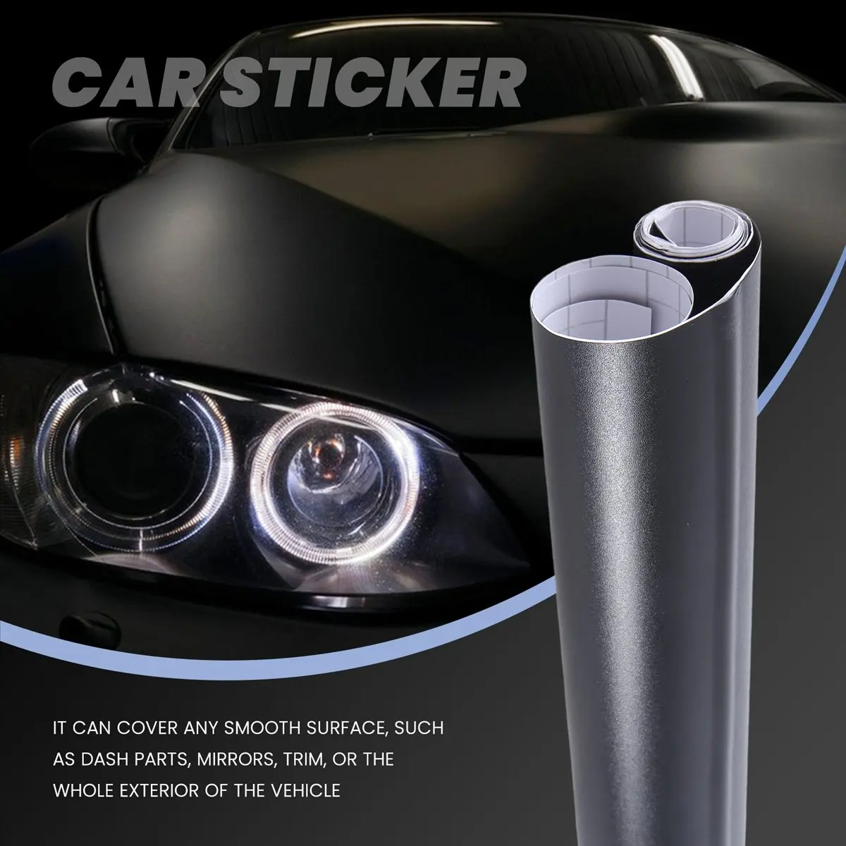 ●12X60 inch Matte Black Vinyl Film Wrap Car Diy Sticker