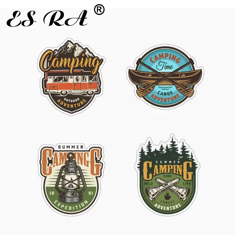 

4 Pcs/Set Outdoor Camping Stickers Creative Graffiti Luggage Pegatinas Matte Waterproof Decals for Laptop Guitar Bicycle Helmets