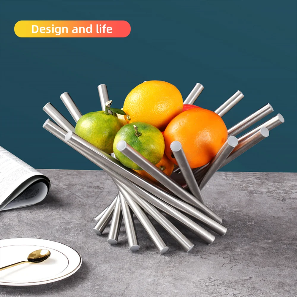 Fashion Creative Stainless Steel Fruit Plate Da Vinci Fruit Tray Foldable Fruit Basket Kitchen  Basket for Restaurant Bar Hotel