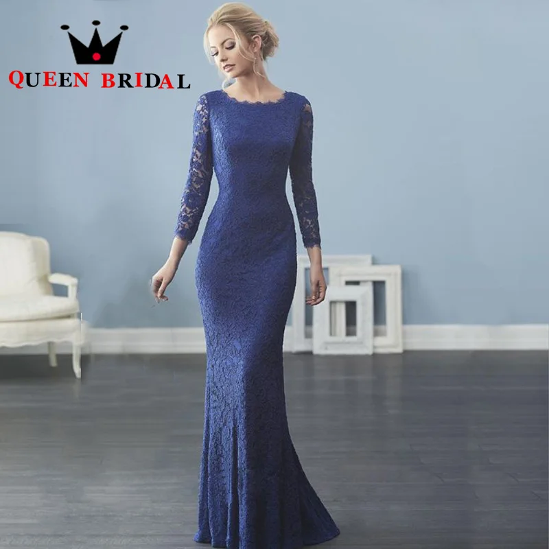 

Gorgeous Lace Mermaid Mother Of The Bride Dresses Long Sleeve Royal Blue Formal Wedding Gown Robe De Soirée Femme Custom S05Y