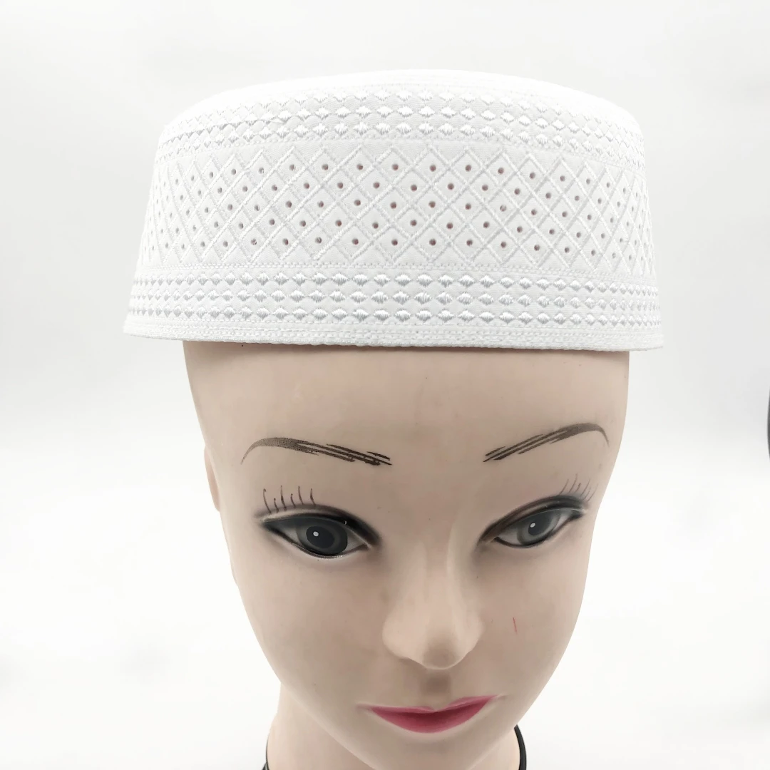 Muslim Caps For Men Clothing Tax Products Turkey Free Shipping Prayer Mesh Jewish Hat Kippa Islamic Kufi Topi White 03274