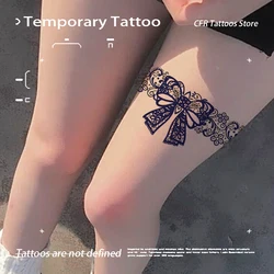 Lace Bow Herbal Juice Tattoo Sticker Fake Tattos for Women Men Sexy Hotwife Temporary Tattoos Half Arm Chest Waterproof Must