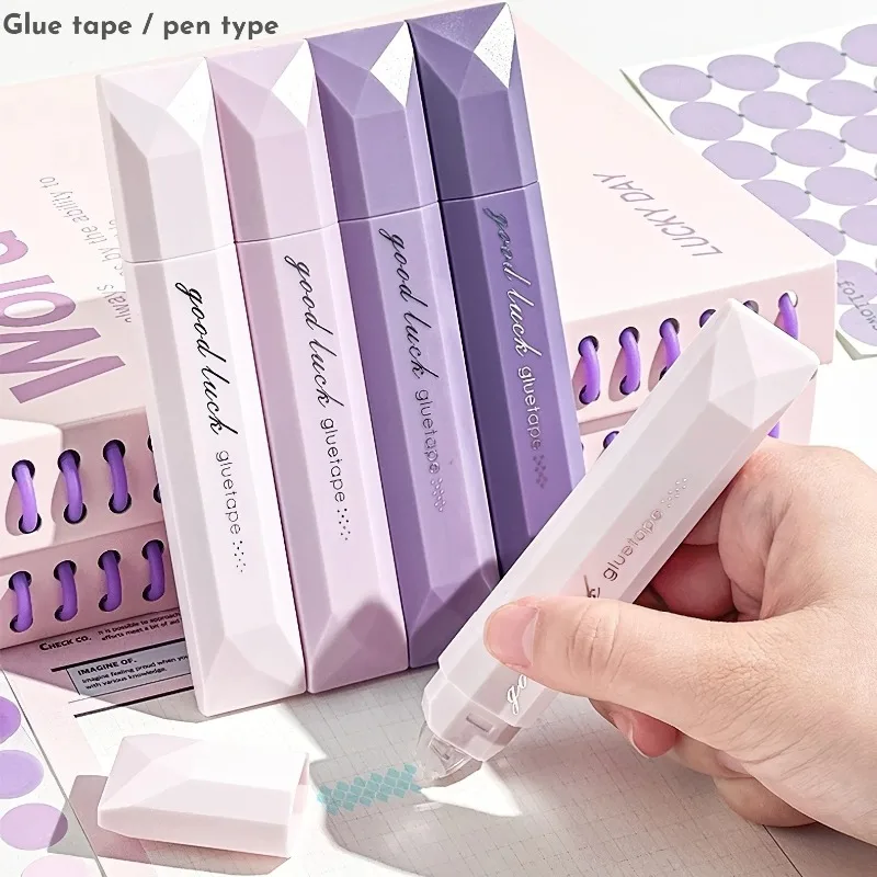 4pcs Gradient Color Glue Tape, Pen Type Double Sided Adhesive Tape Roller Dispenser Runner, for Memo Diary DIY Handwork view 2