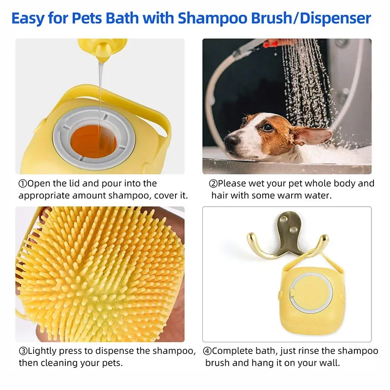 Pet Bathing Brush Soft Silicone Massager Shower Gel Bathing Brush Clean Tools Comb Dog Cat Cleaning Grooming Supplies