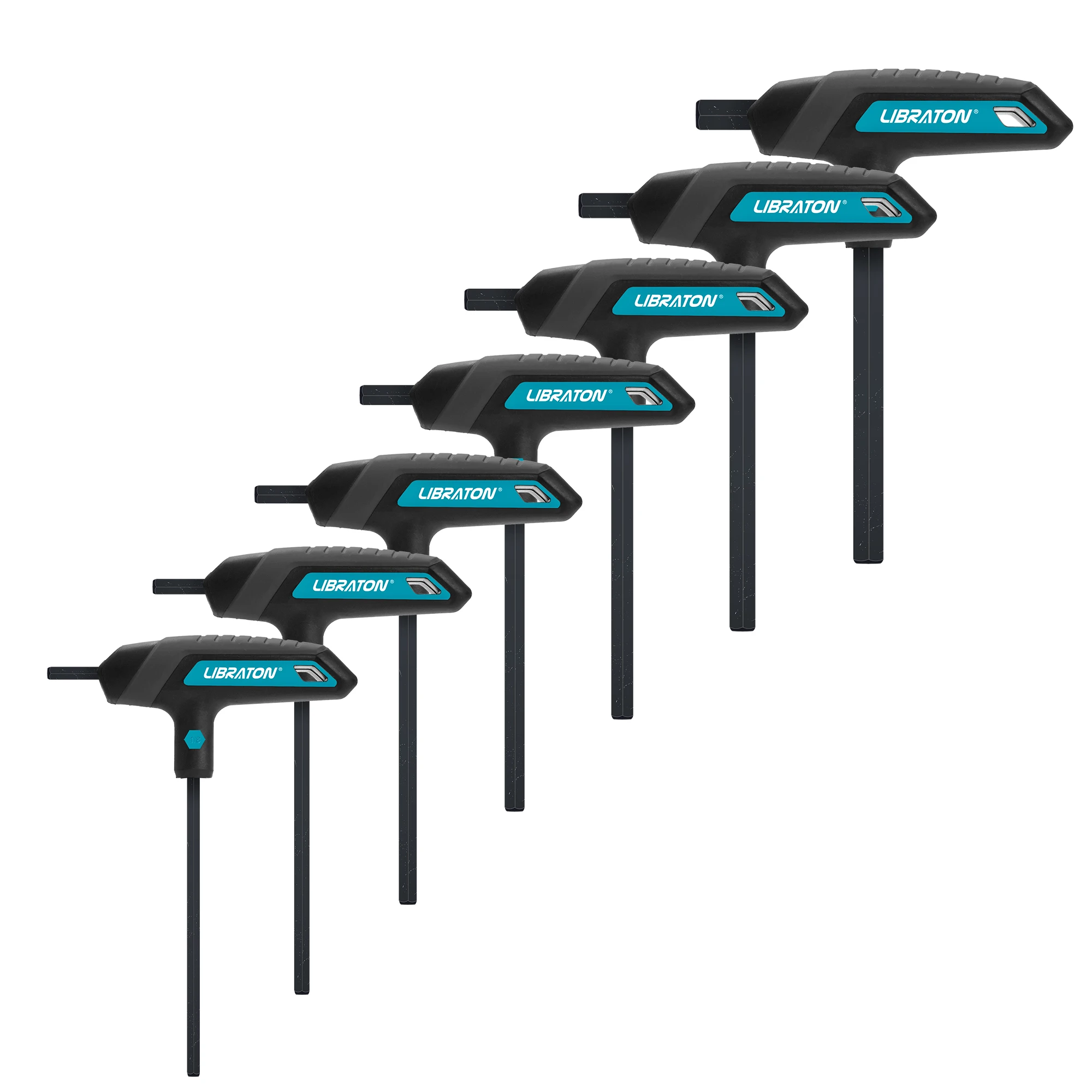 

LIBRATON 7PCS T-Handle Allen Handle Wrench, SAE 1/8" 9/64" 5/32" 3/16" 1/4" 5/16" 3/8" Hex Screwdriver Two-End Design for Repair