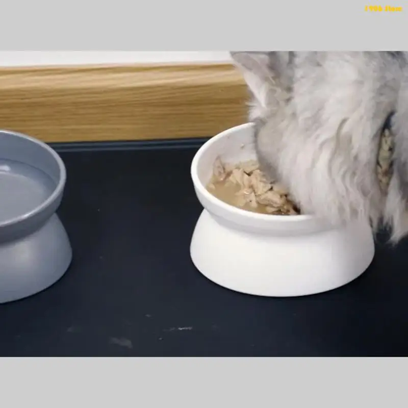 U1JB Elevated Dog Cats Bowls Stress Pet Feeder Waterer with Base Anti Vomitin