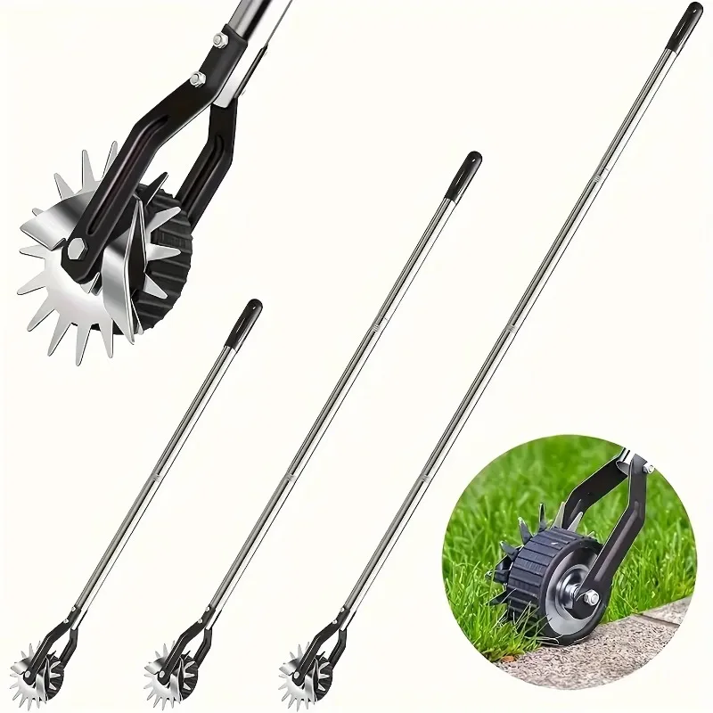 Stainless Steel Serrated Blade Manual Single Wheel Lawn Edger For Precision Garden And Flower Bed Maintenance