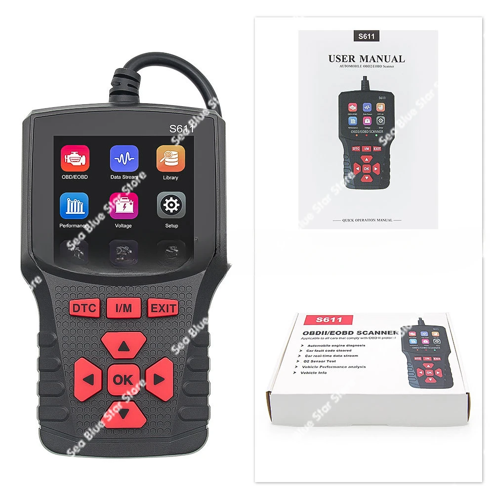 Cross-border hot sale S611 OBD2 car diagnostic instrument vehicle scanner handheld intelligent detector plug and play