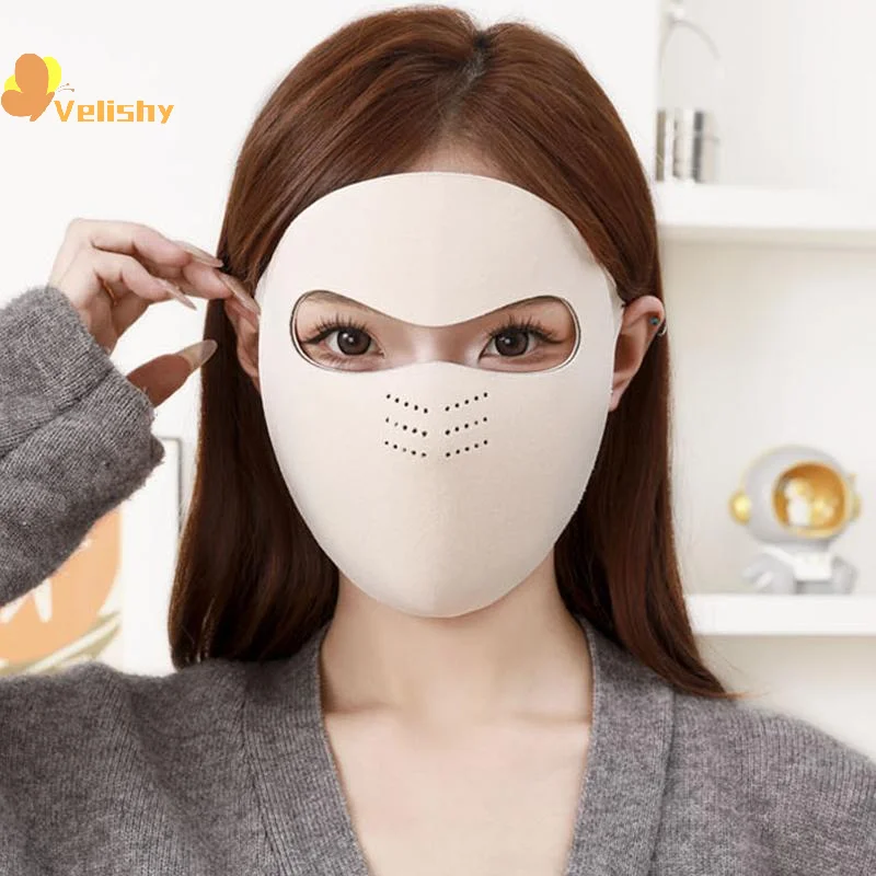 Inverno máscara de aquecimento facial completa máscara lavável traceless respirável máscara à prova de poeira engrossado equitação ao ar livre esqui
