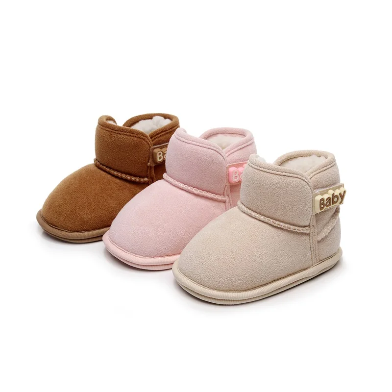 BloRequiBaby-Bottes de rinçage non ald pour nouveau-né, chaussures de neige d'hiver pour tout-petits, chaussures plates chaudes pour bébés, chaussures de marche décontractées pour garçons et filles