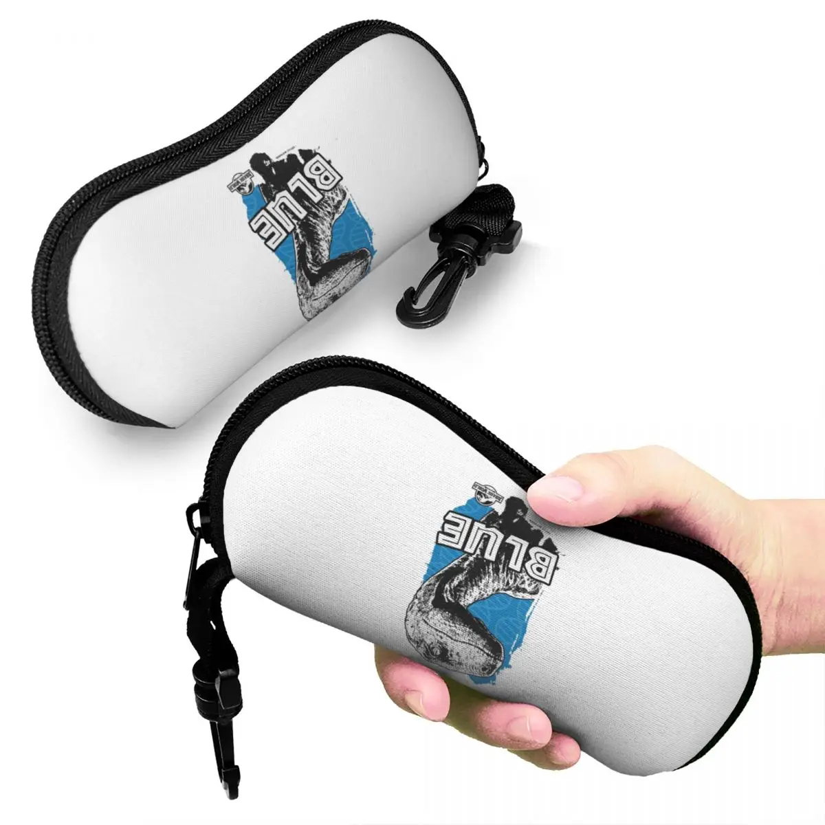 

Jurassic World - Blue Fan Art Graphic 2 Shell Glasses Case Protective Sunglasses Box Women Men Soft Eyeglass Bag Pouch