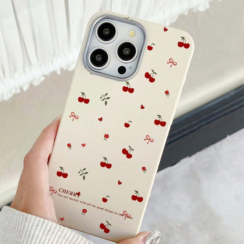 Phone Case For Samsung S25 S24 Ultra S23 S22 Plus FE For Galaxy A55 A56 A54 A57 5G Cute INS Cherry Blossoms CHERRY Print Funda - view 5