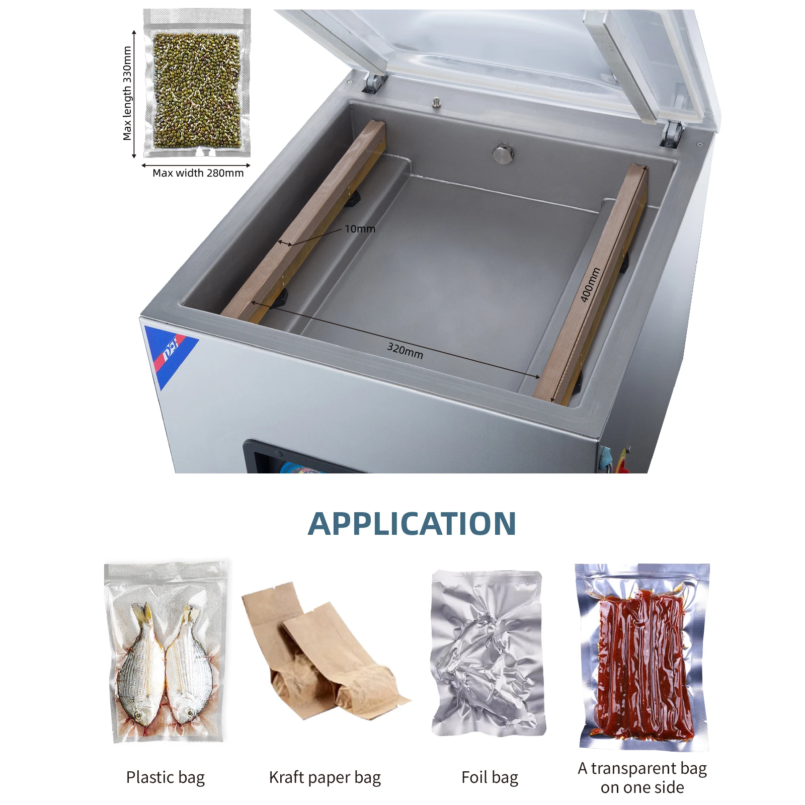 Food Vacuum Sealer Machine for Fish Single Chamber Sealing Food Vacuum Sealer Machine Cheese Packaging Vacuum Forming Machine
