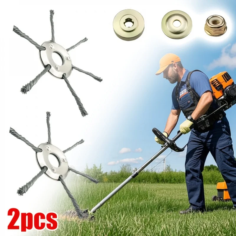 9-Inch Wire Wheel Lawn Trimmer Head Universal Weed Brush For Straight Shaft Lawn Mowers Effective Moss And Rust Removal Tool