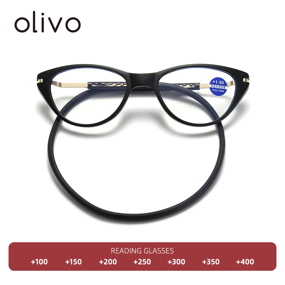 

Cat Eye Reading Glasses Women's Magnetic Portable Hanging Neck Eyeglasses Blue Light Blocking Fashion Eyewear Presbyopic 2024