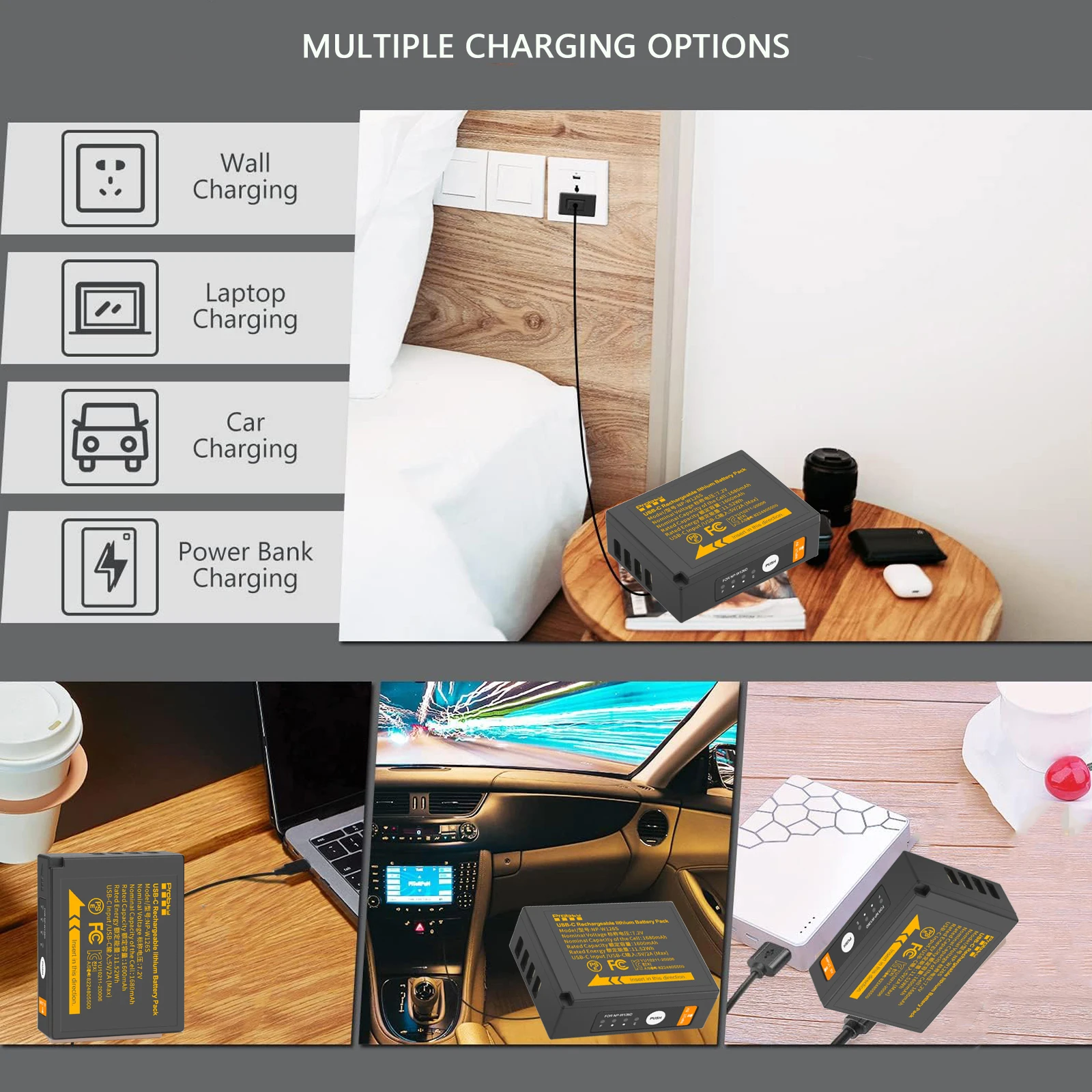 Batería NP-W126 NP-W126S con carga rápida USB-C para cámaras Fujifilm XT30II XM5 X100VI X100V XS10 XT30 XT20 XE4 A5