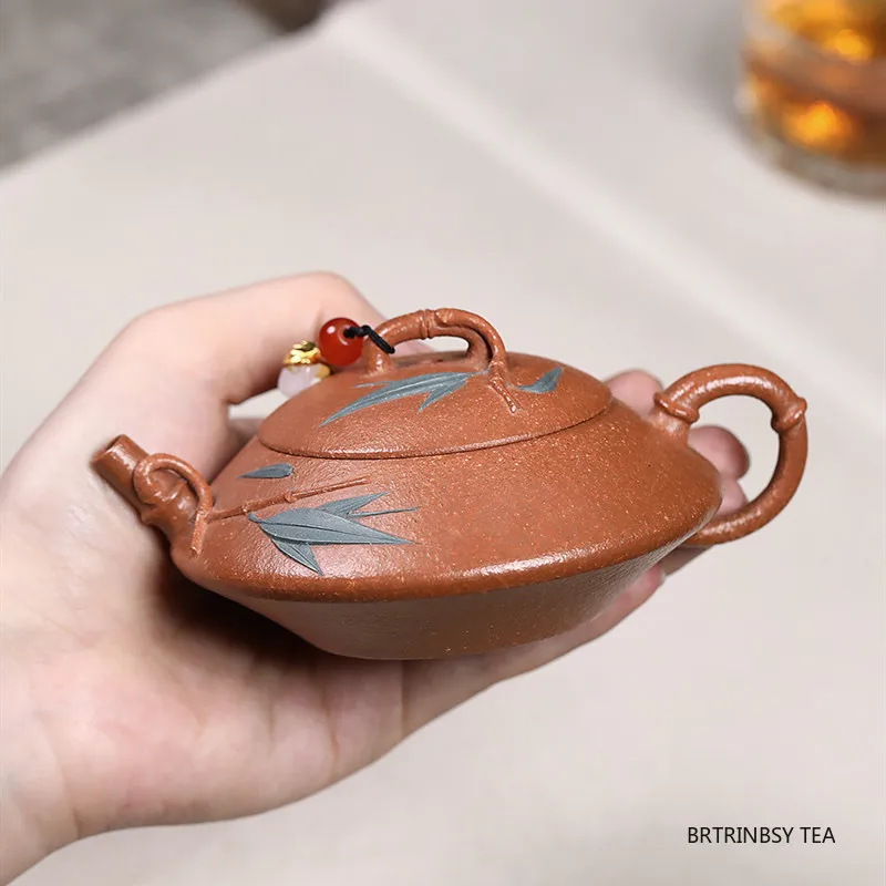 

Chinese Yixing Purple Clay Teapot Handmade Bamboo Leaf Tea Pot Creative Household Beauty Kettle Zisha Teaware Tea Set 120ml