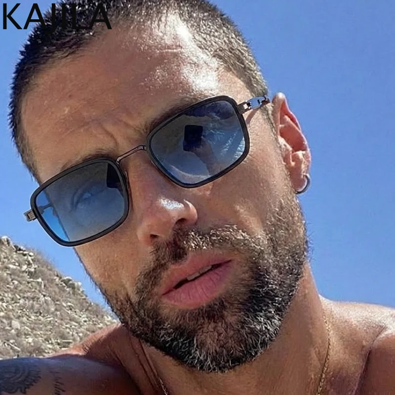 

Polarized Rectangle Punk Sunglasses Men 2026 Luxury Brand Trendy Metal Square Driving Sun Glasses For Male Change Color Shades