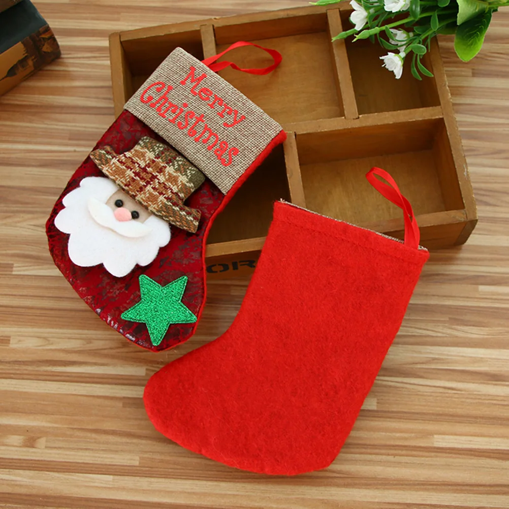 

4Pcs Christmas Socks Cartoon Xmas Stockings Hanging Decor for Tree Fireplace Door Wall Holiday Gift Bags Santa Snowman Elk Bear