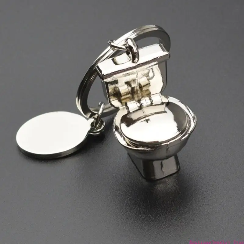 E1PE Innovative Toilet Keychain Funny Holder Portable Accessory Unique Gift
