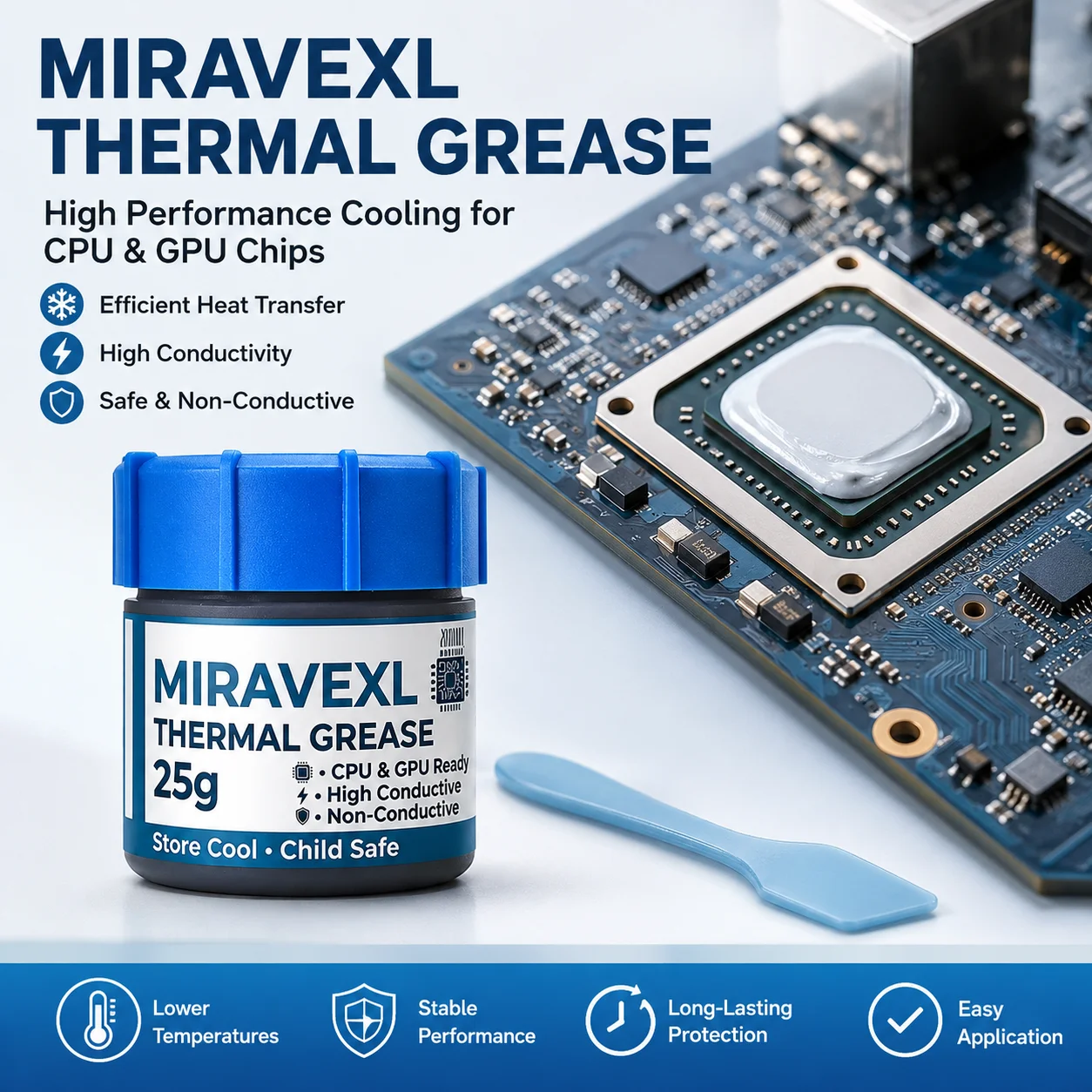 

Thermal Conductive Silicone Grease Paste Tool Set, Cooling Compound for Surveillance Camera Circuit Board Chip Heat Transfer