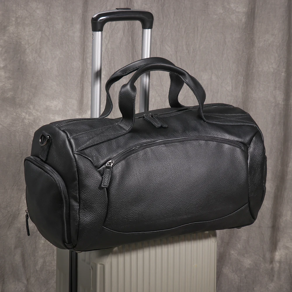 Men's Genuine Leather Handheld Travel Bag, Large Capacity Crossbody Luggage Bag for Business Trips and Travel