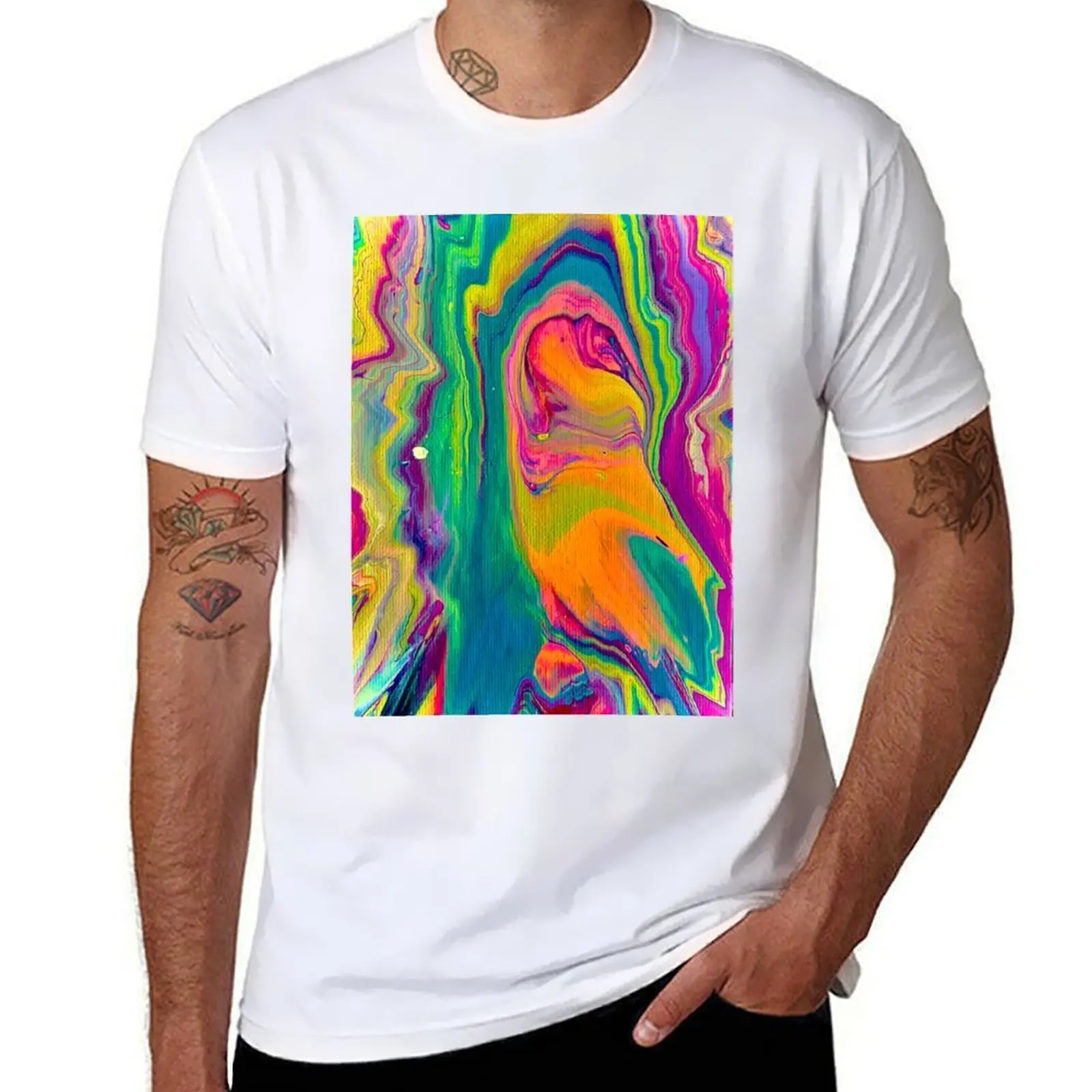 

Edited photo of original acrylic flow painting T-Shirt printed t shirts for man T-Shirt